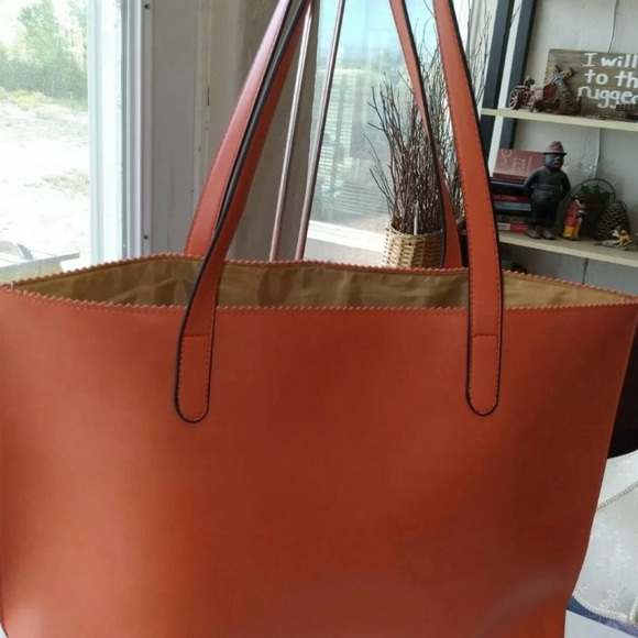 Neiman Marcus Orange Leather Tote Bag - Picture 7 of 12